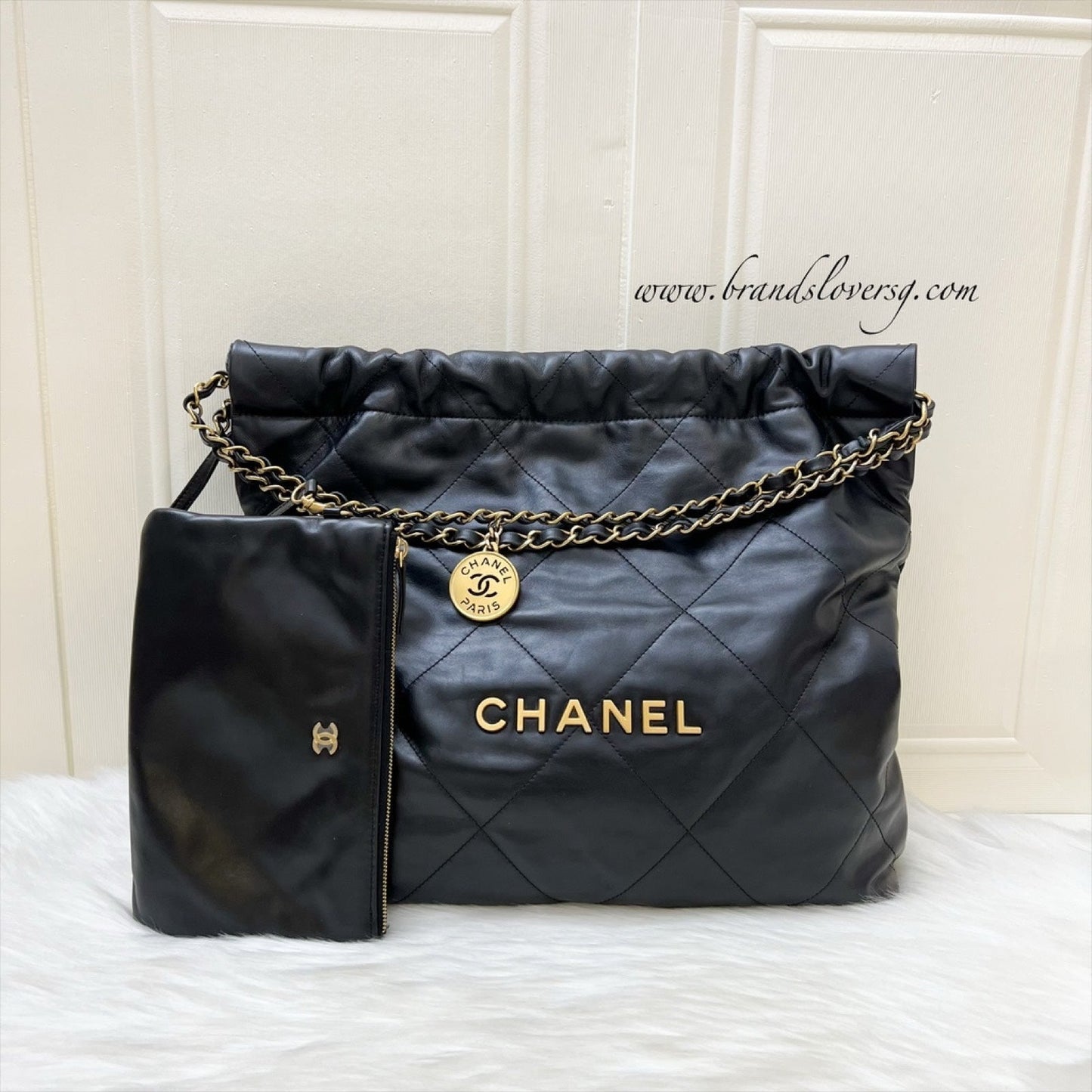 GLM-22 Medium Hobo Handbag in Black Calfskin and AGHW