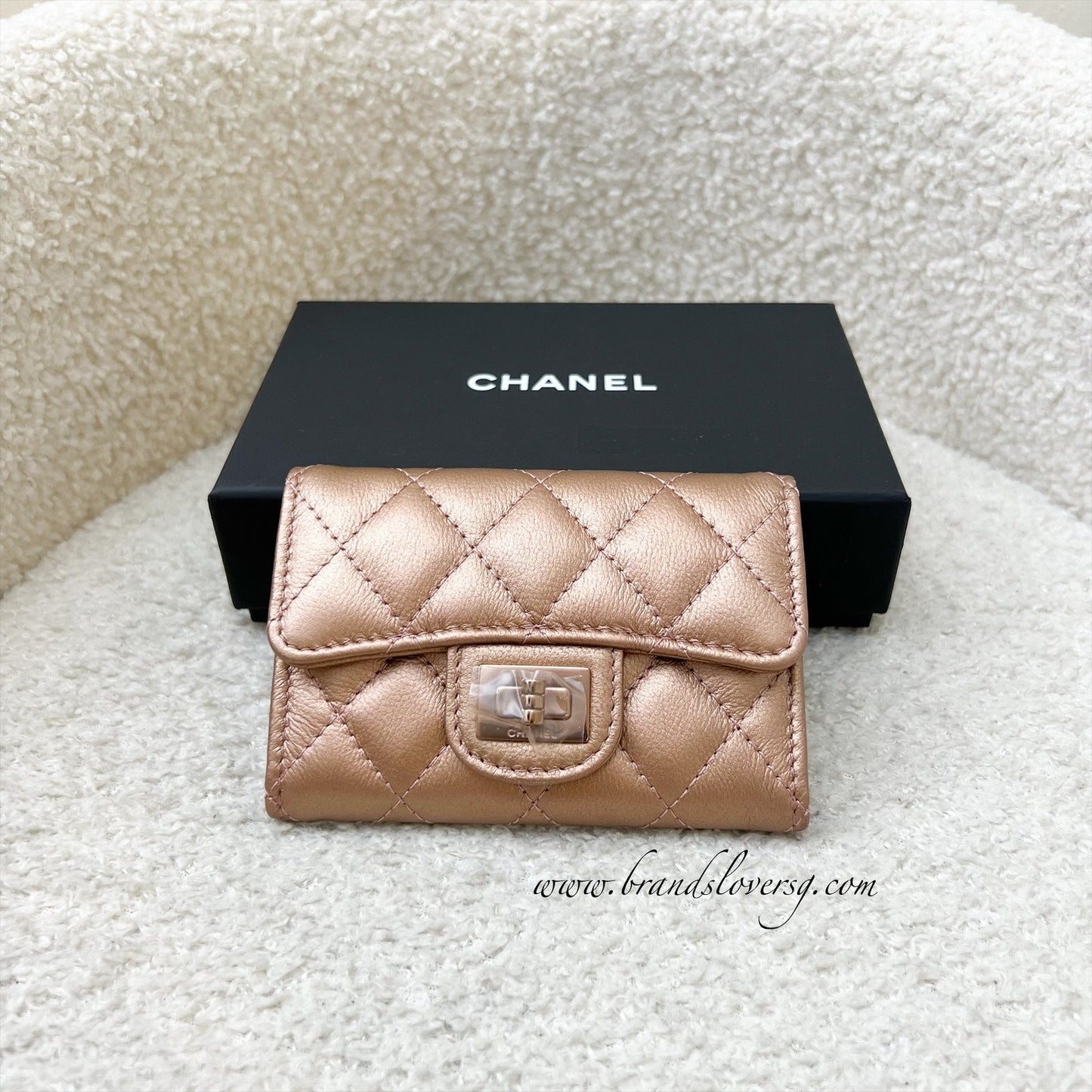 GLM-2.55 Reissue Snap Card Holder in Rose Gold Leather and RGHW