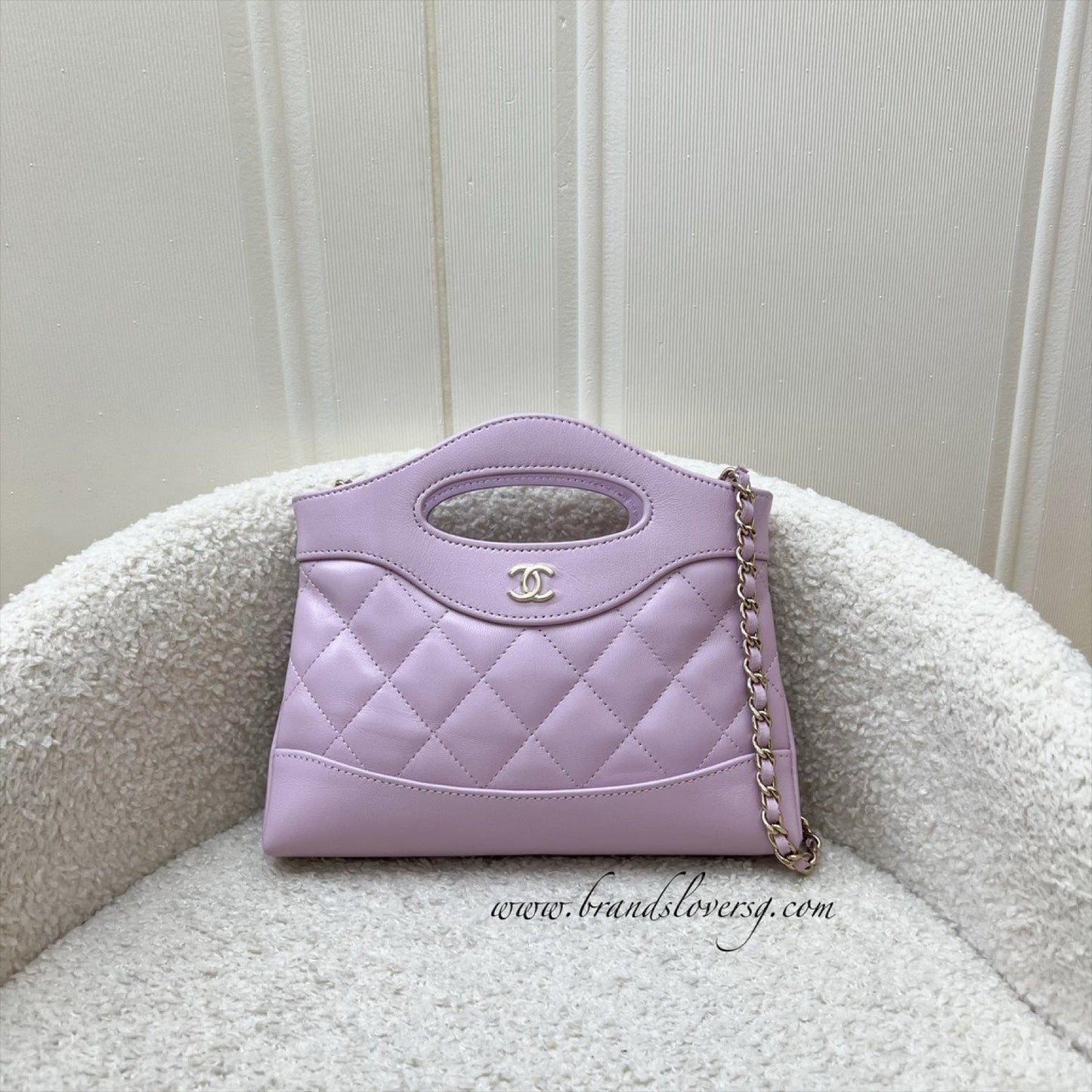 GLM-31 Nano Shopping Bag in Lilac Shiny Calfskin and LGHW (Model: AP3656)
