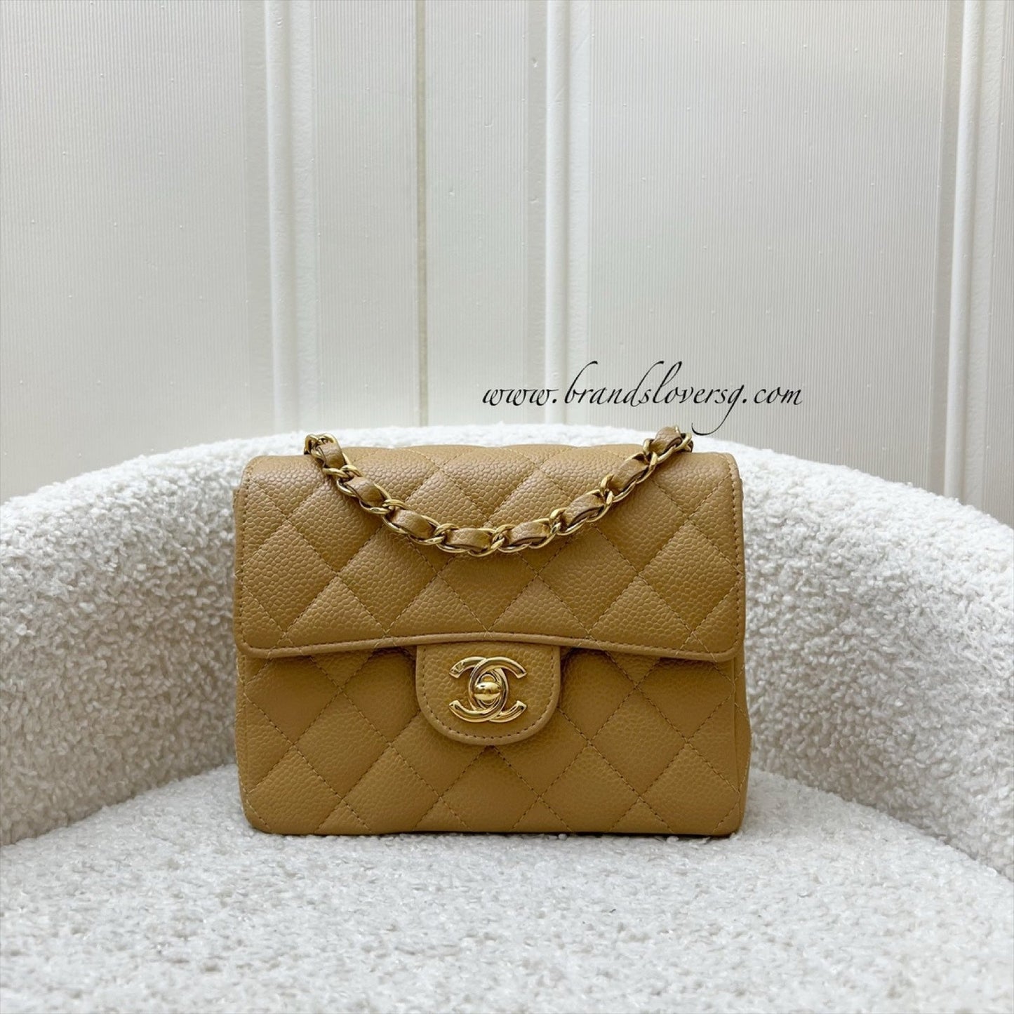 GLM- Square Mini in Dark Beige Caviar and 24K GHW