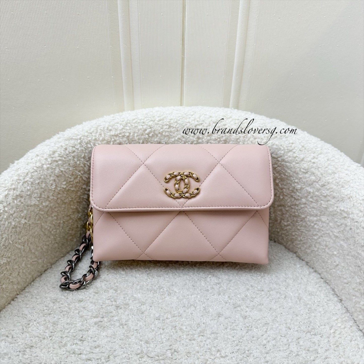 GLM-19 Wristlet / Clutch in Pink Lambskin and 3-tone HW