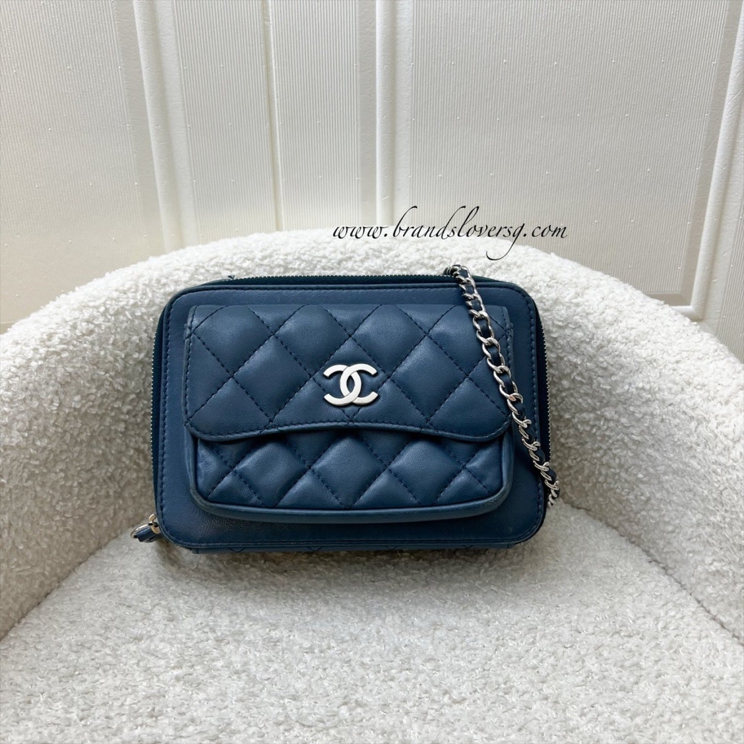 GLM-Seasonal Camera Bag in Blue Lambskin and SHW