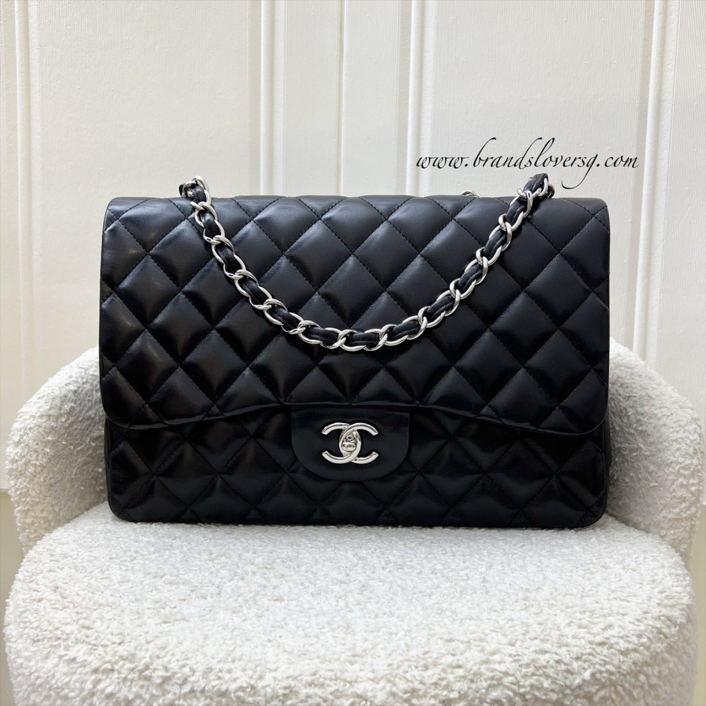 GLM-Jumbo Classic Single Flap SF in Black Lambskin and SHW