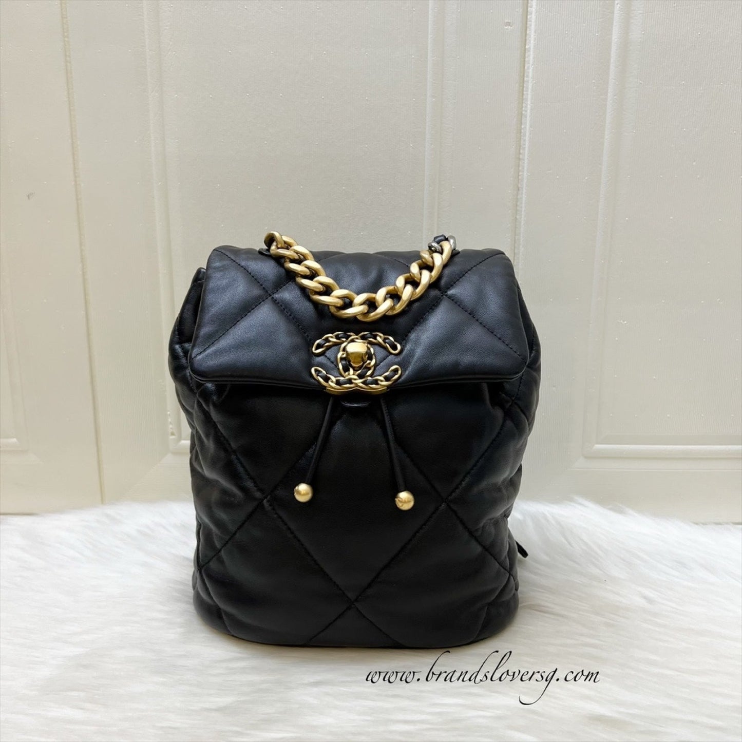 GLM-19 Backpack in Black Shiny Lambskin and AGHW