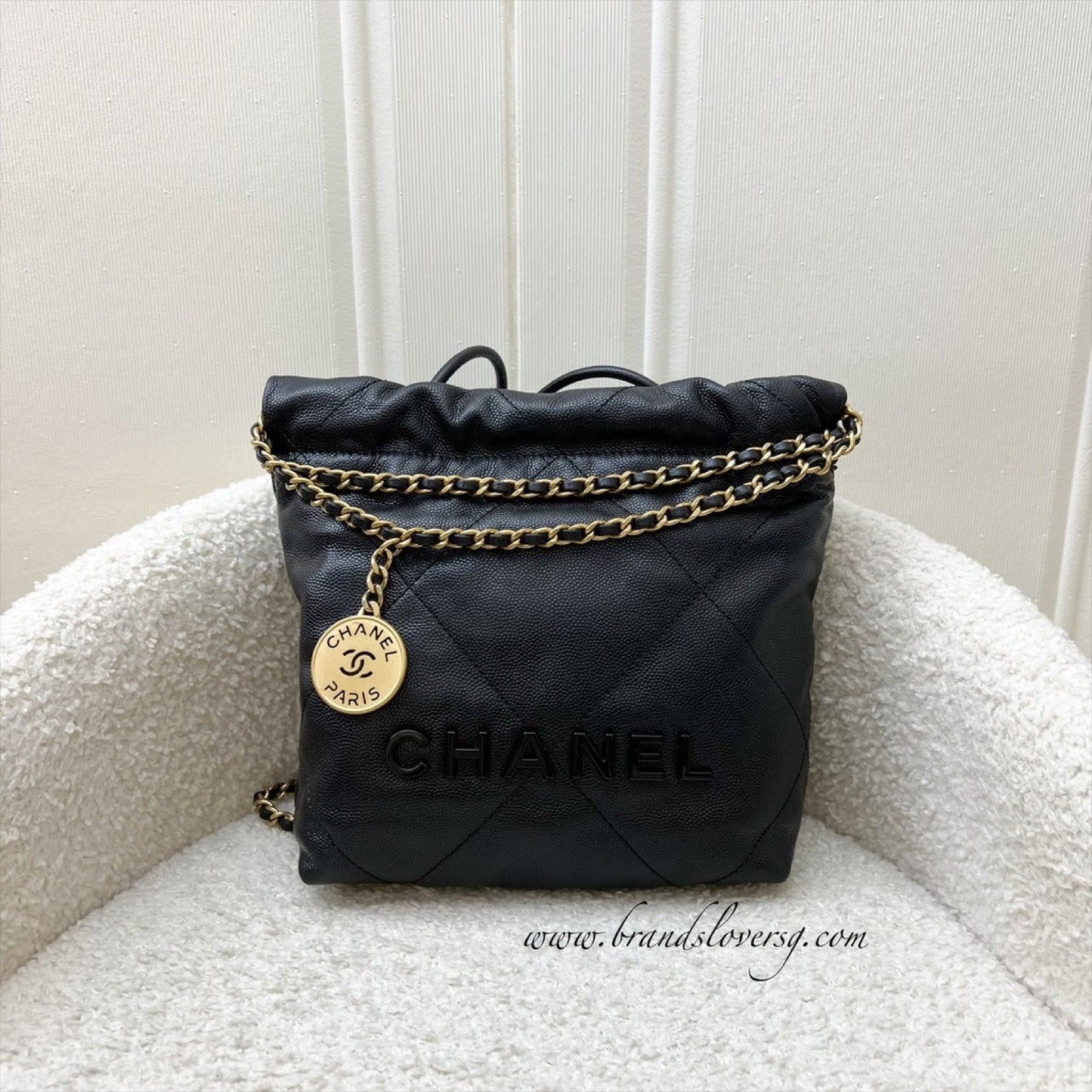 GLM-22 Mini Hobo Handbag in Black Shiny Caviar and AGHW