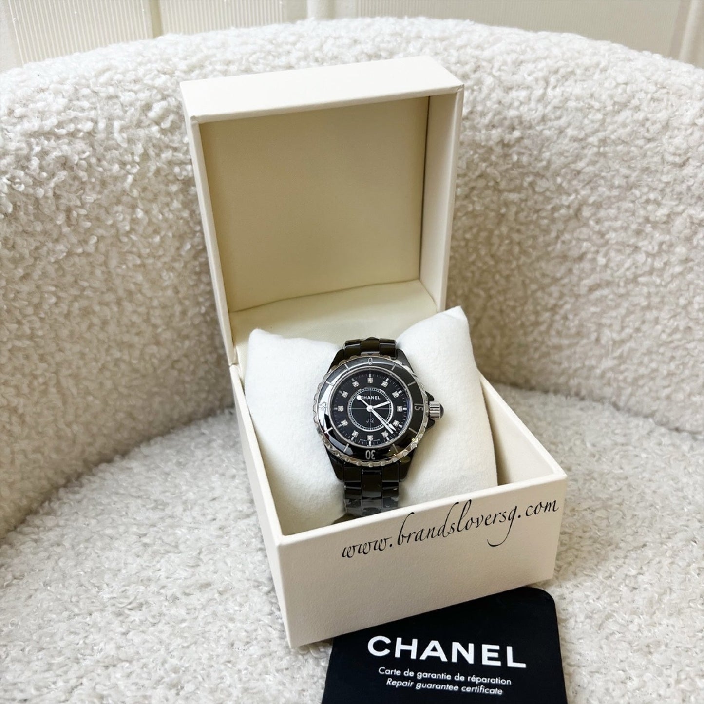 GLM-J12 Watch 33mm with 12 Diamonds in Black Ceramic Bracelet and Steel (2 Extra Links) (Model: H1625)