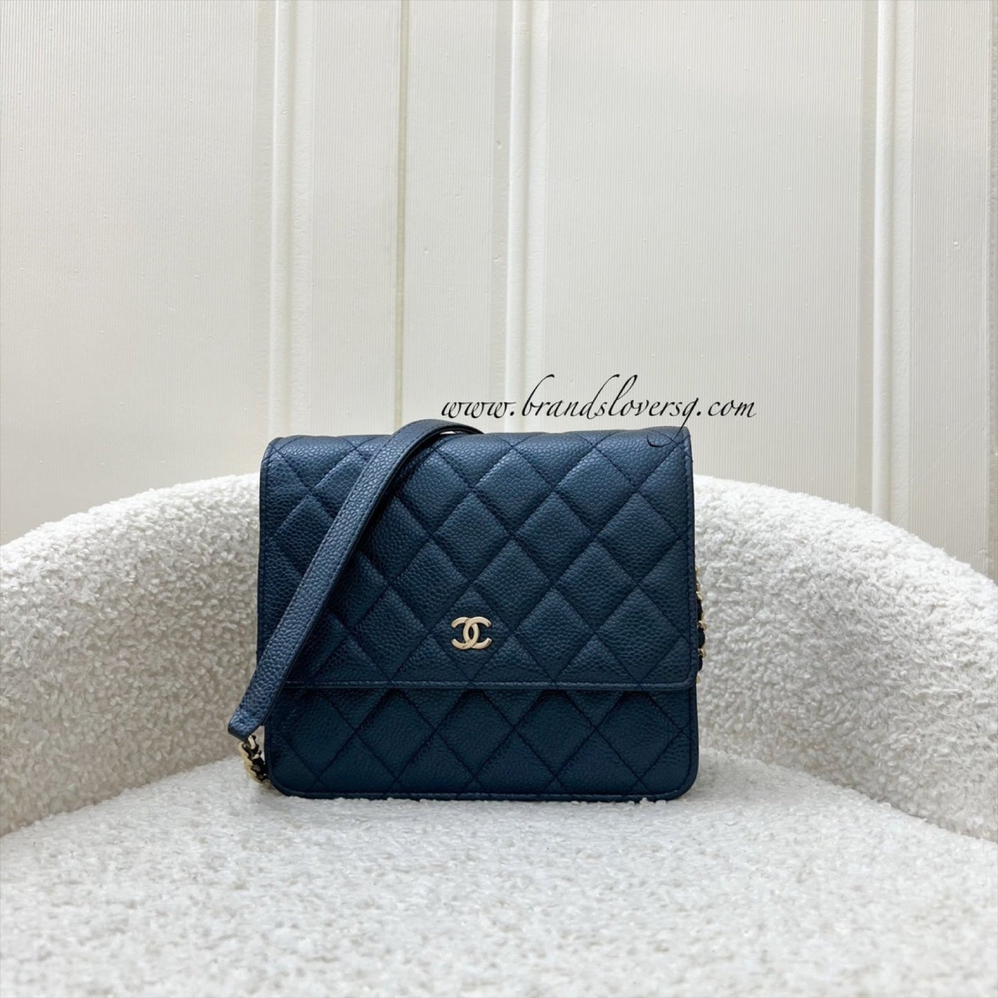 GLM-Square Wallet on Chain WOC in Metallic Blue Caviar and LGHW (Model: A84310)