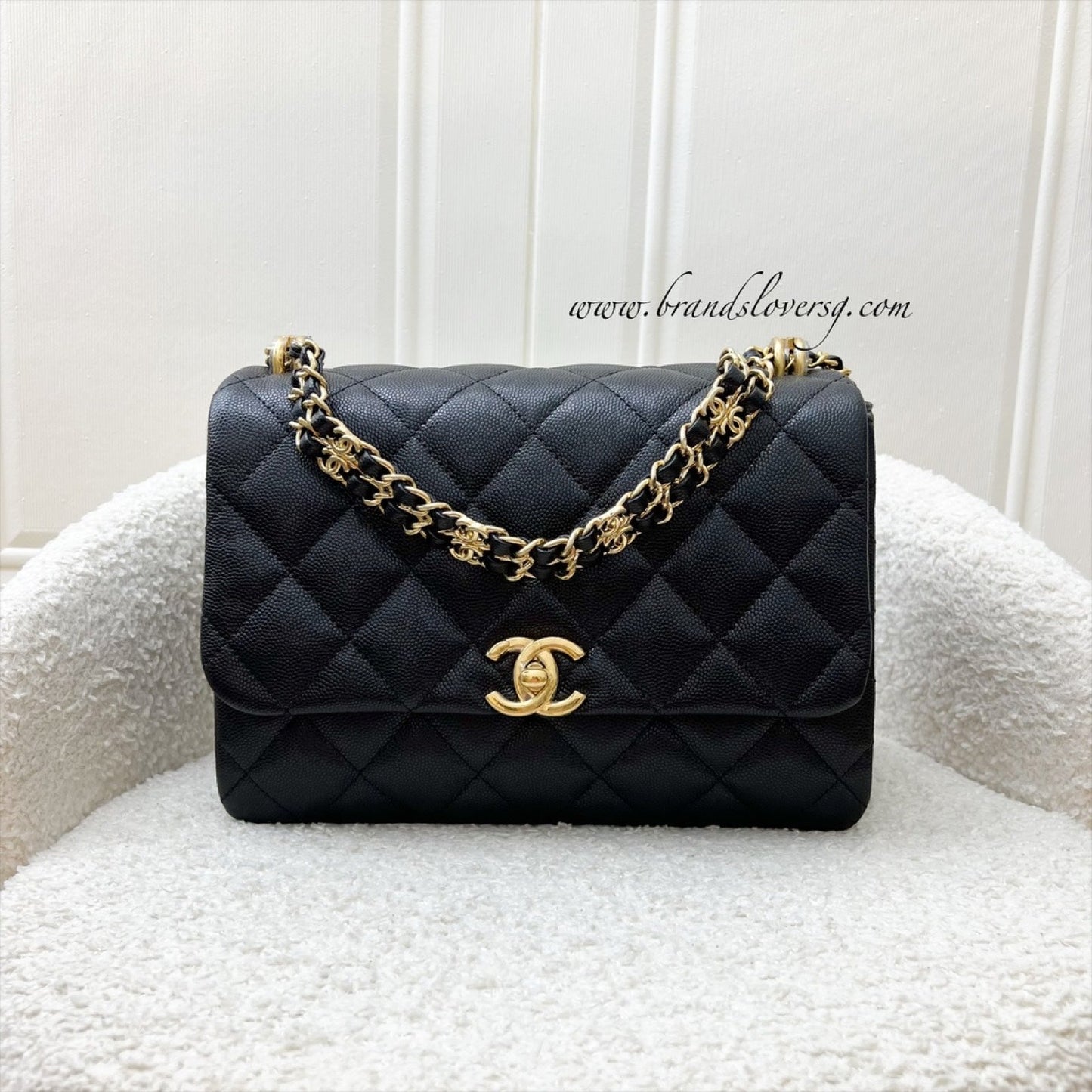 GLM-22K Coco First Small Flap in Black Caviar and AGHW (Model: AS3633)