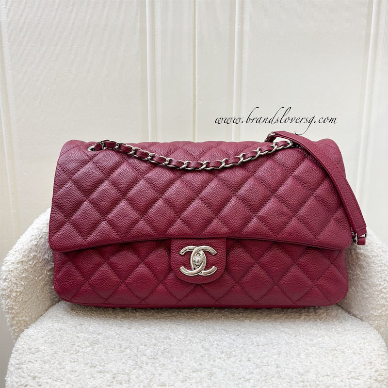 GLM-Easy Caviar Jumbo Flap Bag in Dark Red Caviar and SHW (Model: A67742)