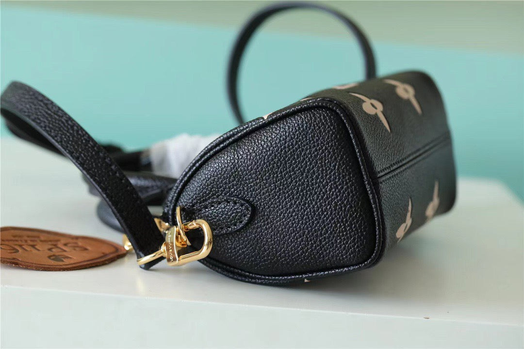 LV Nano Speedy Monogram Empreinte Arizona Beige/ Creme Beige For Women, WomenÃ¢â‚¬â„¢s Bags, Shoulder And Crossbody Bags 6.3in/16cm LV