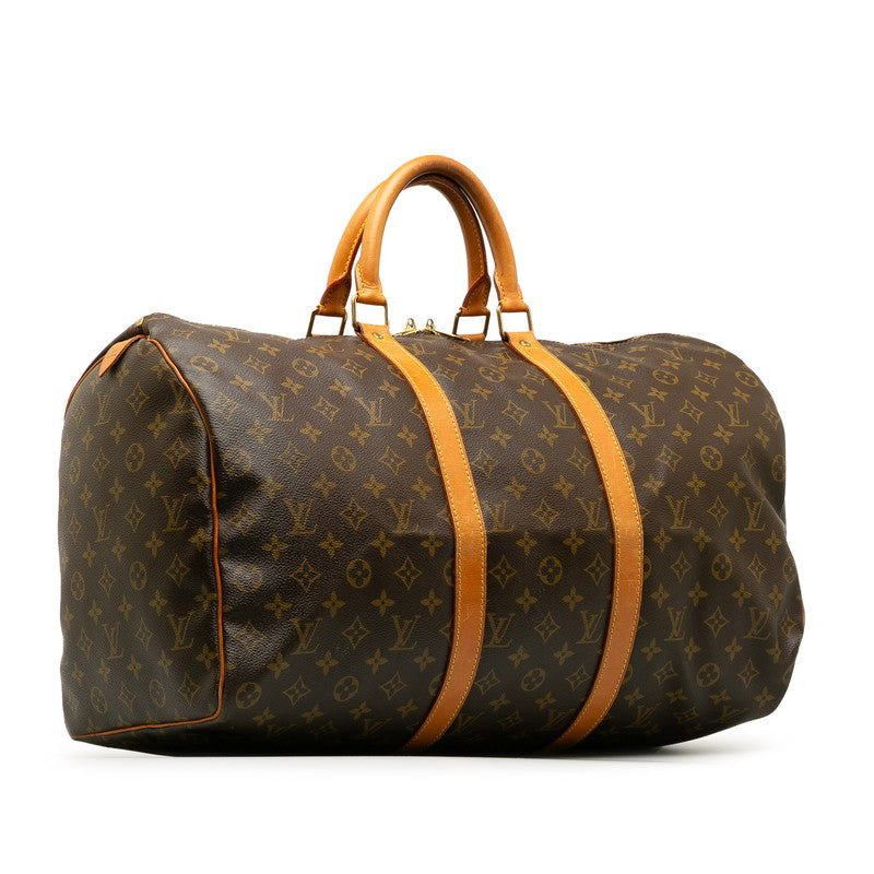 Louis Vuitton Monogram Keepall 50 Boston Bag Travel Bag M41426 Brown PVC Leather  Louis Vuitton