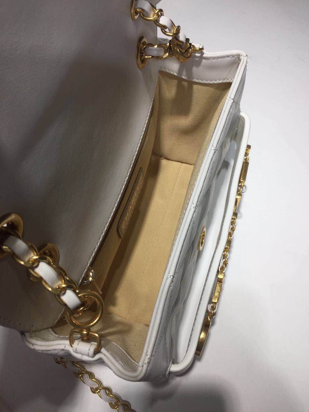 CHLFront Logo Small GlamIap Bag Gold Hardware Apricot For Women Handbags, Shoulder Bags 8.2in/21cm AS1490