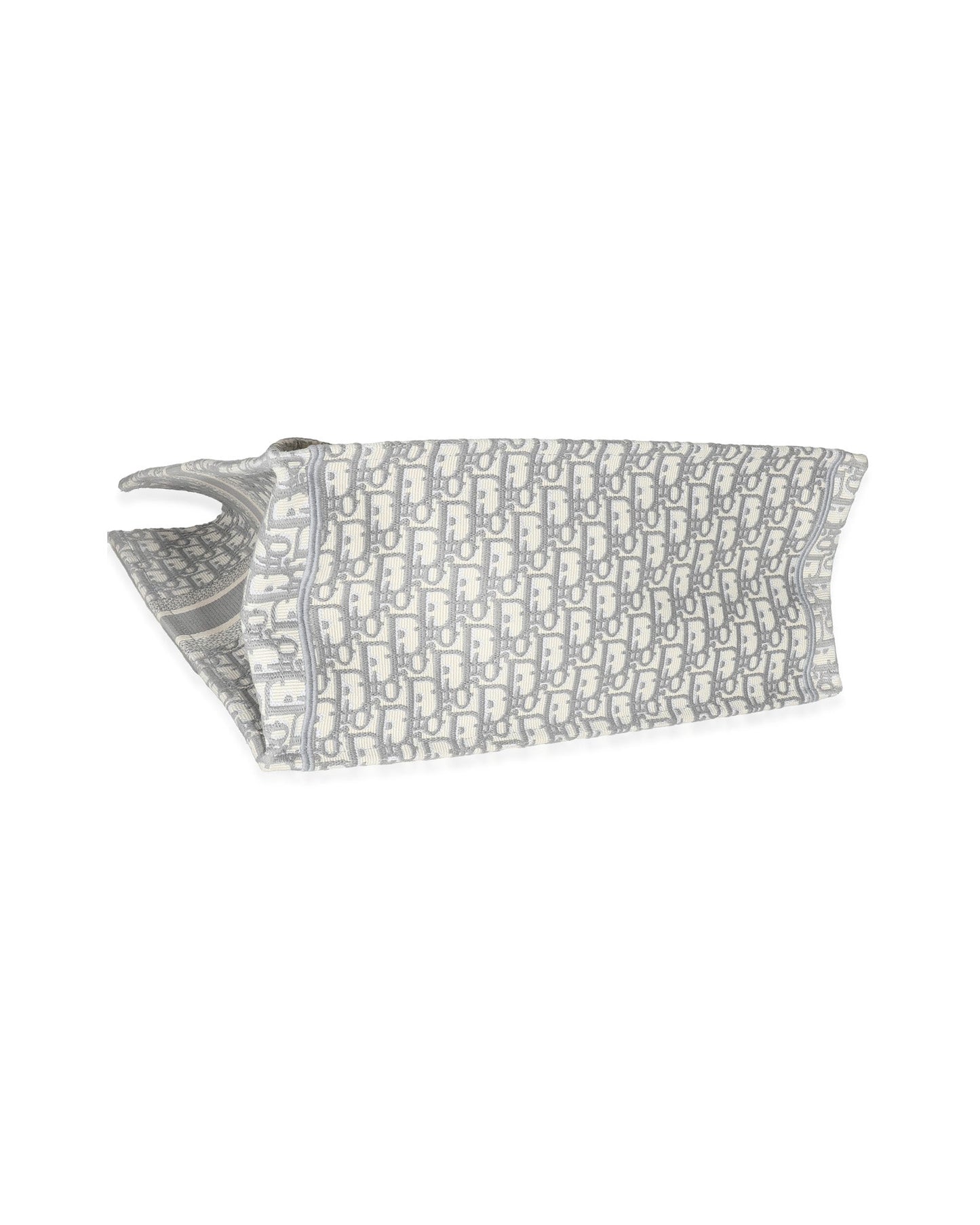 Christian Dior Ecru Gray Dior Oblique Embroidery Large Dior Book Tote
