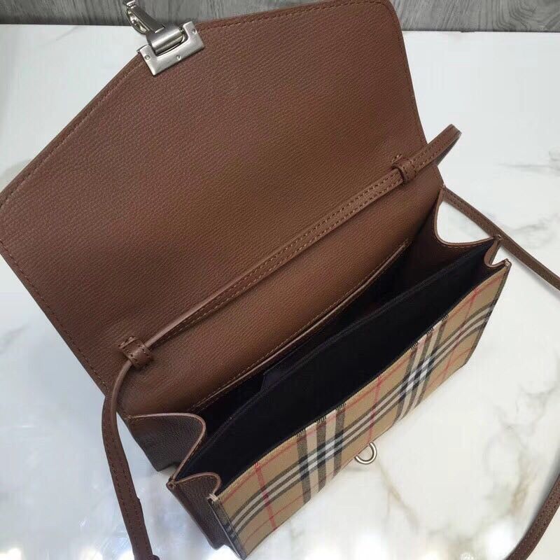 GLAMI Small Vintage Check And Crossbody Bag Brown For Women, WomenÃ¢â‚¬â„¢s Bags 9in/24cm