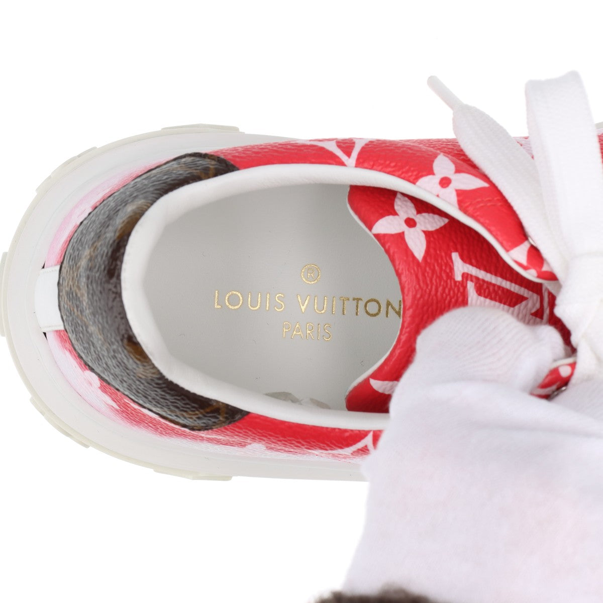 Louis Vuitton Time Outline 19 Years PVC  Leather Trainers 35  Red × White CL1119 Monogram