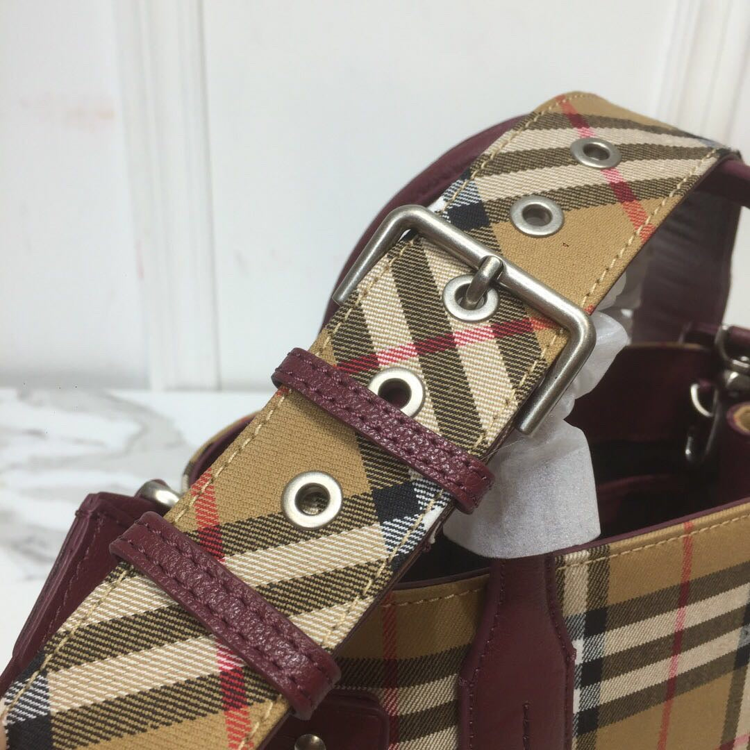 GLAMI Small Banner Vintage Check And Tote Purple For Women, WomenÃ¢â‚¬â„¢s Bags 10.5in/26cm