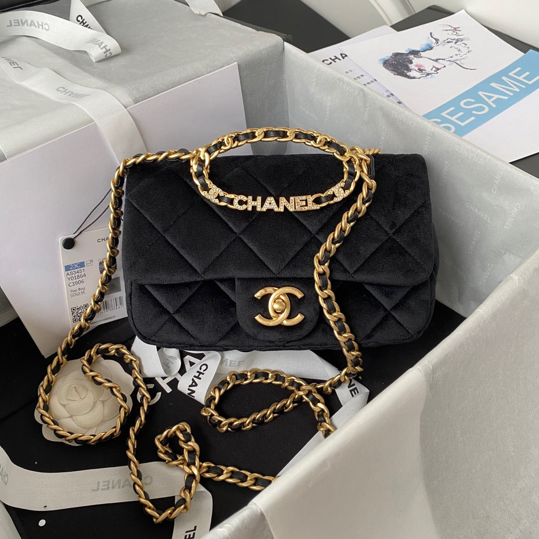 CHL GlamIap Bag Gold Hardware Black For Women Handbags, Shoulder Bags 9.4in/24cm AS3451