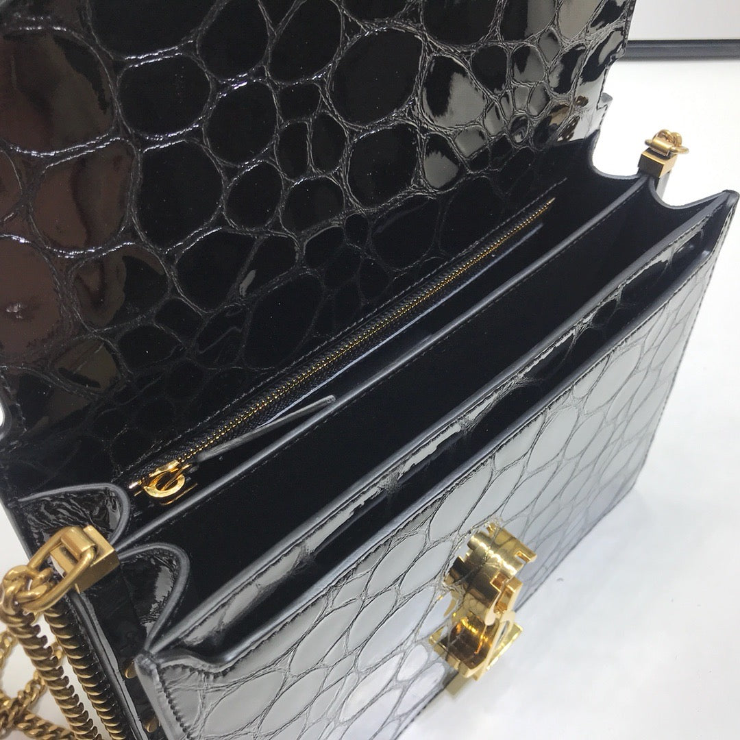 GLAMI Cassandra Small Crossbody Bag With Stone Print Black For Women 7.4in/19cm YSL