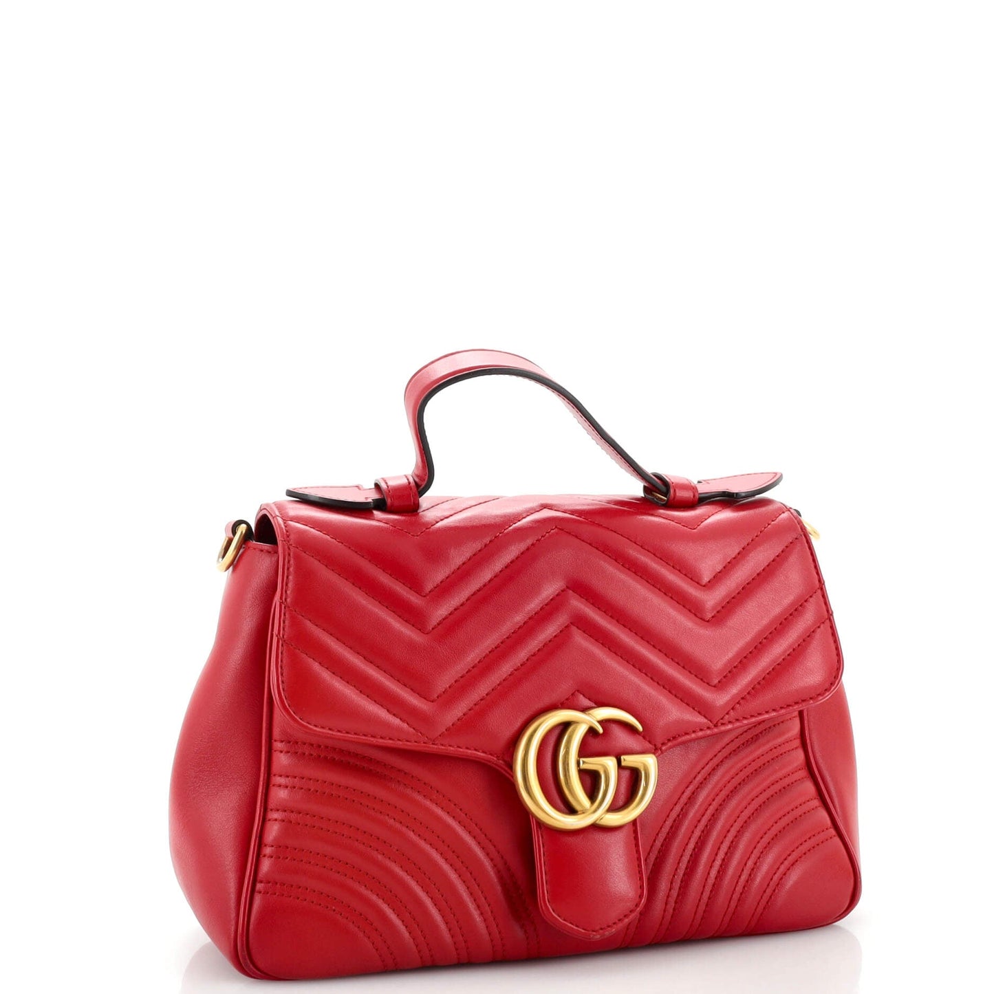 GG Marmont Top Handle Flap Bag Matelasse Leather Small