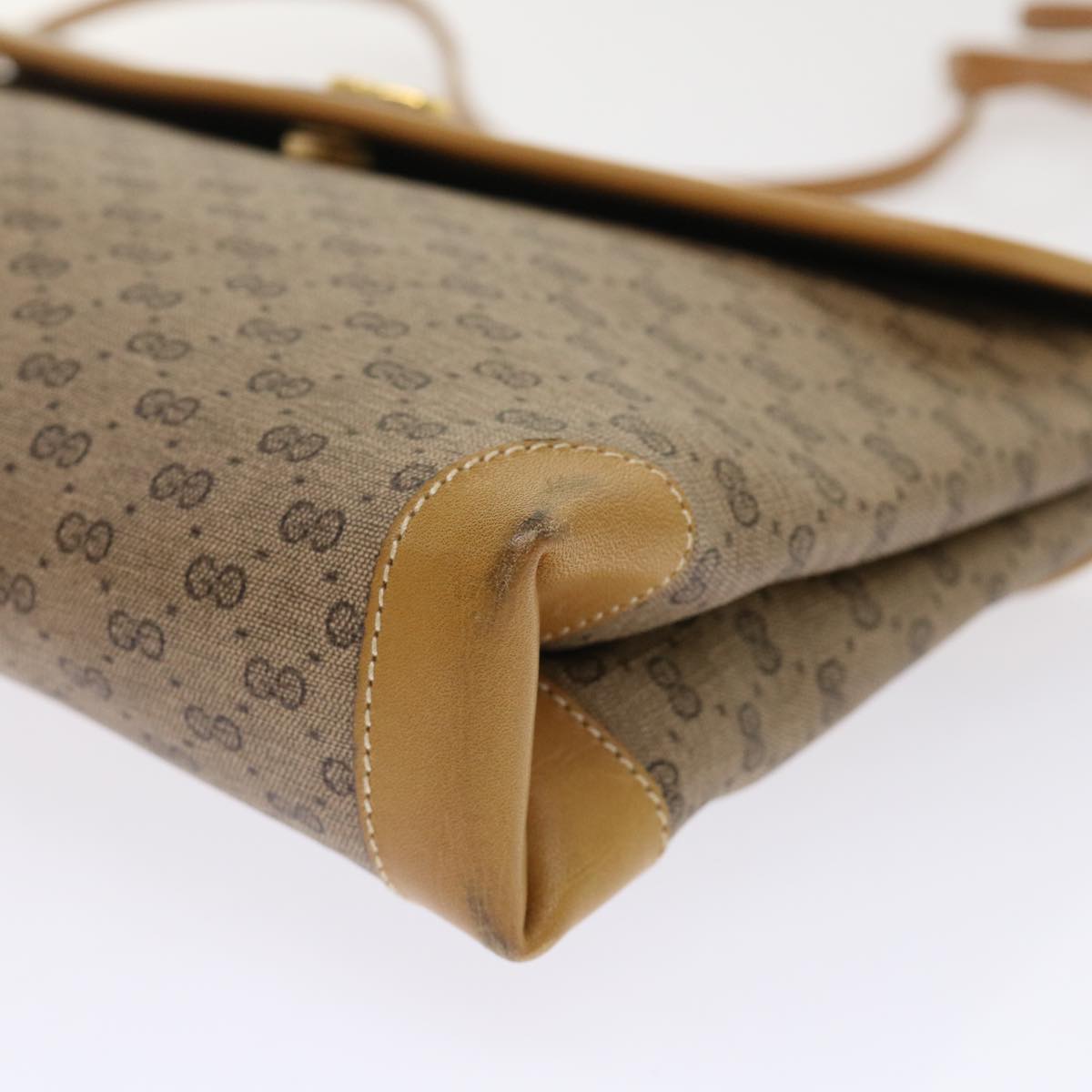 GUCCI Micro GG Canvas Shoulder Bag PVC Leather Beige 14•001•5364 ep1026