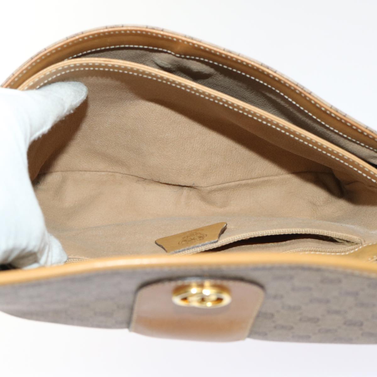 GUCCI Micro GG Canvas Shoulder Bag PVC Leather Beige 14•001•5364 ep1026