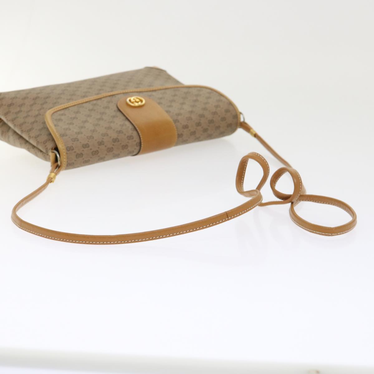 GUCCI Micro GG Canvas Shoulder Bag PVC Leather Beige 14•001•5364 ep1026