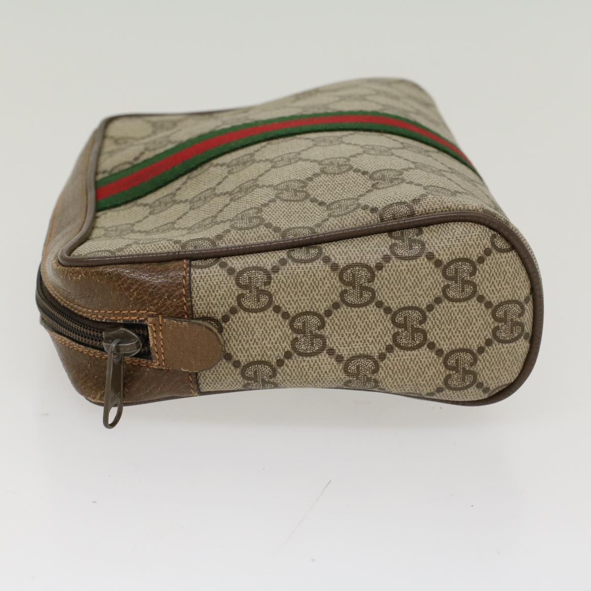 GUCCI GG Canvas Web Sherry Line Clutch Bag Beige Red Green 89.01.012 ep1040