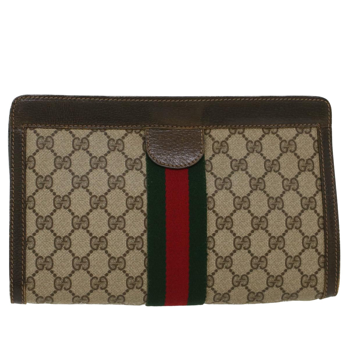 GUCCI GG Canvas Web Sherry Line Clutch Bag Beige 41•014•2125•28 ep1043