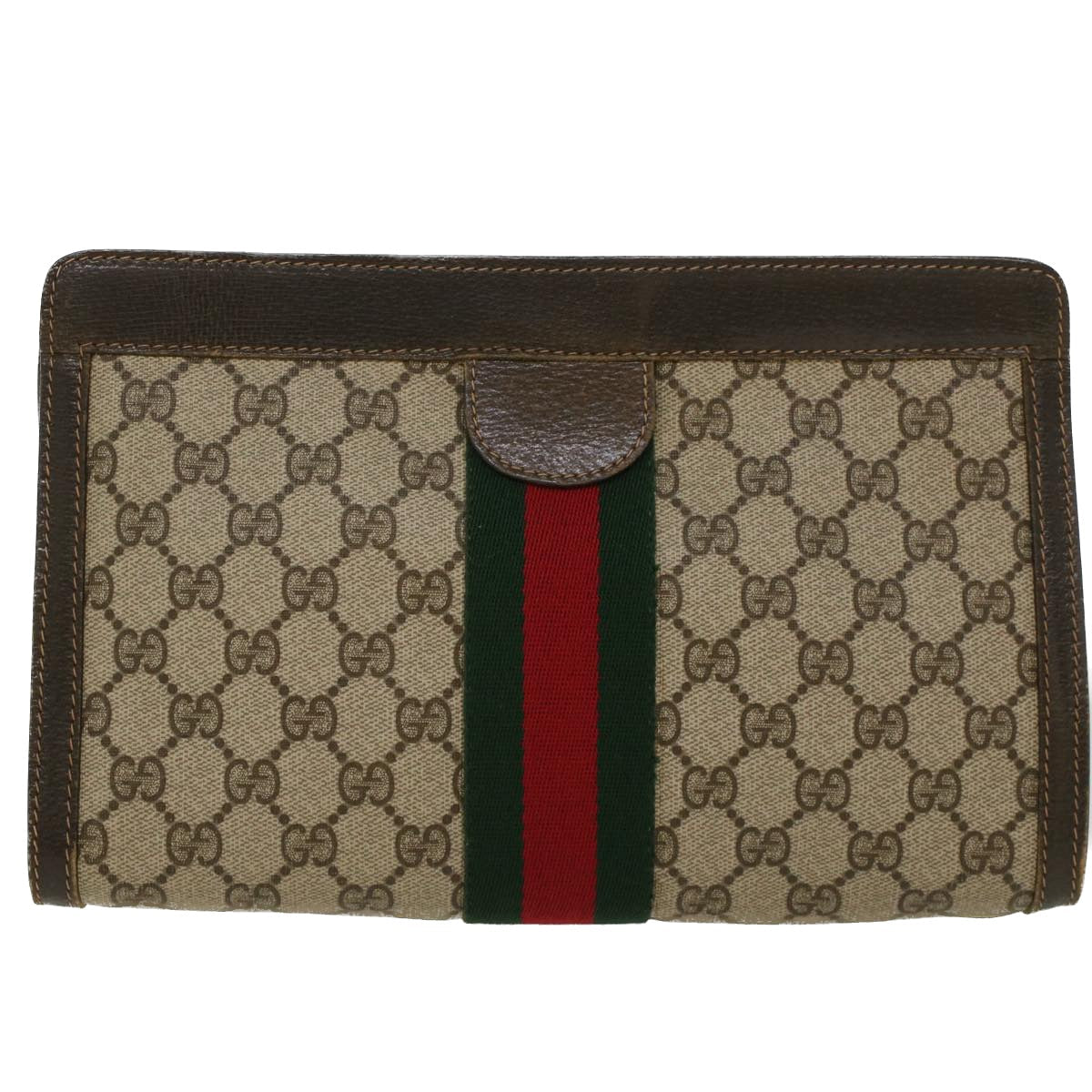 GUCCI GG Canvas Web Sherry Line Clutch Bag Beige 41•014•2125•28 ep1043