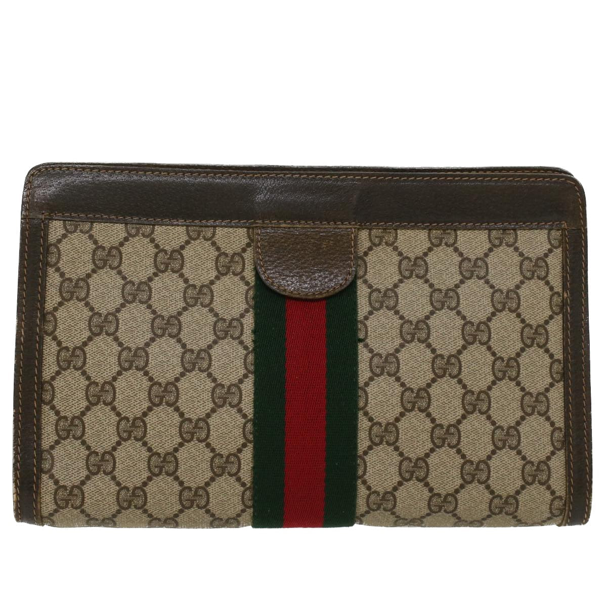 GUCCI GG Canvas Web Sherry Line Clutch Bag Beige 41•014•2125•28 ep1043