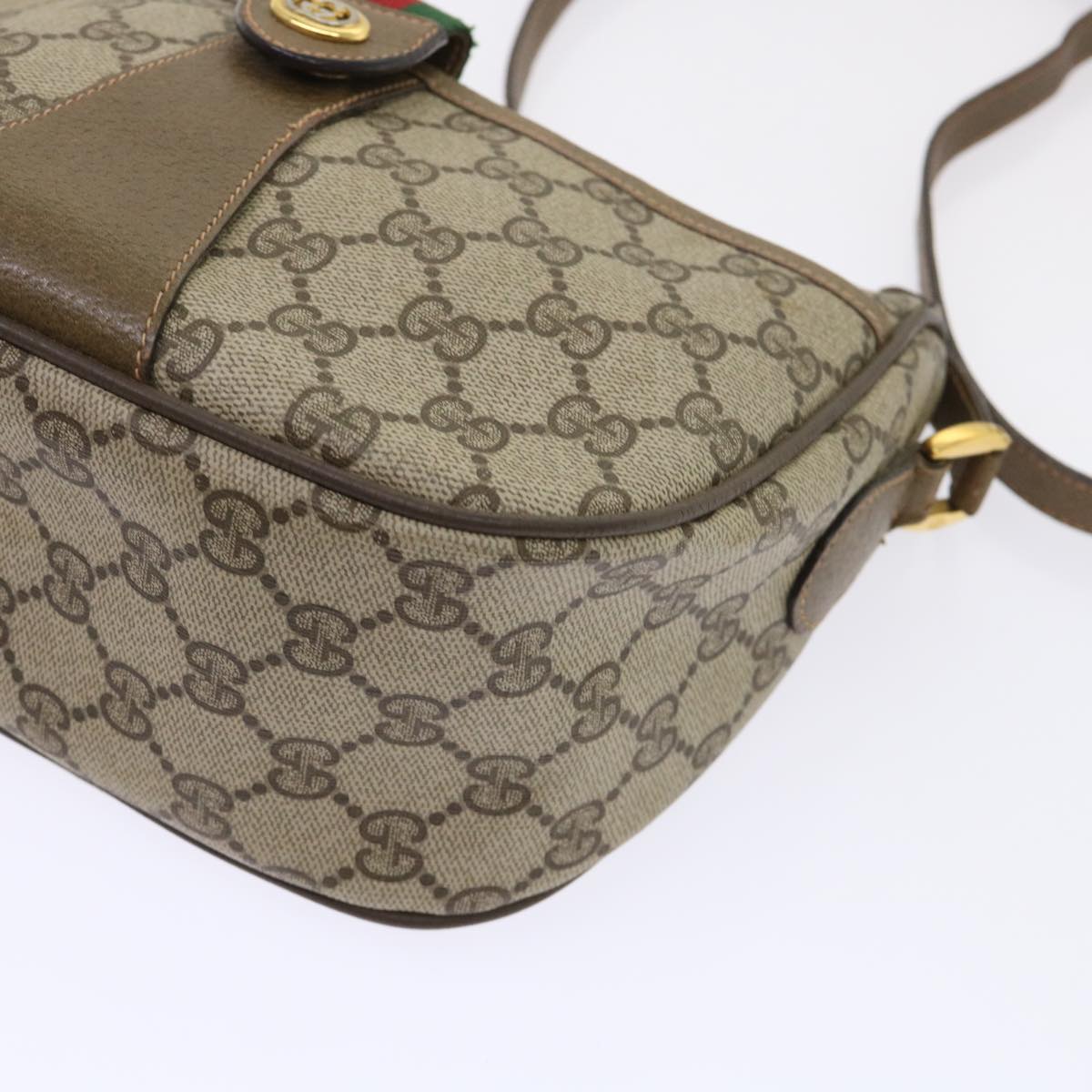 GUCCI GG Canvas Web Sherry Line Shoulder Bag Beige Red 89.02.032 ep1044