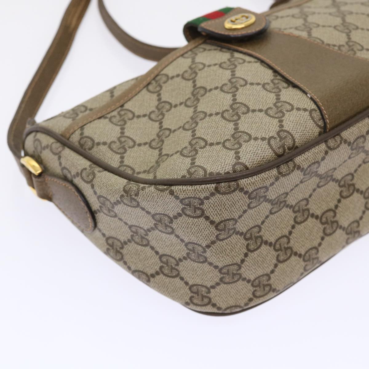 GUCCI GG Canvas Web Sherry Line Shoulder Bag Beige Red 89.02.032 ep1044