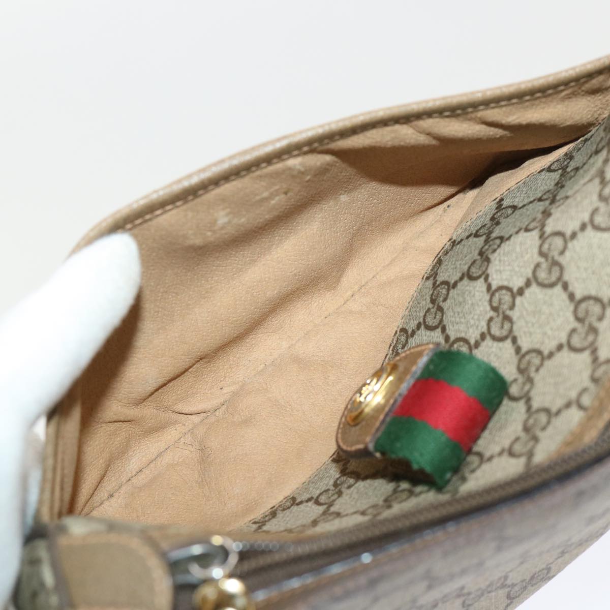 GUCCI GG Canvas Web Sherry Line Shoulder Bag Beige Red 89.02.032 ep1044