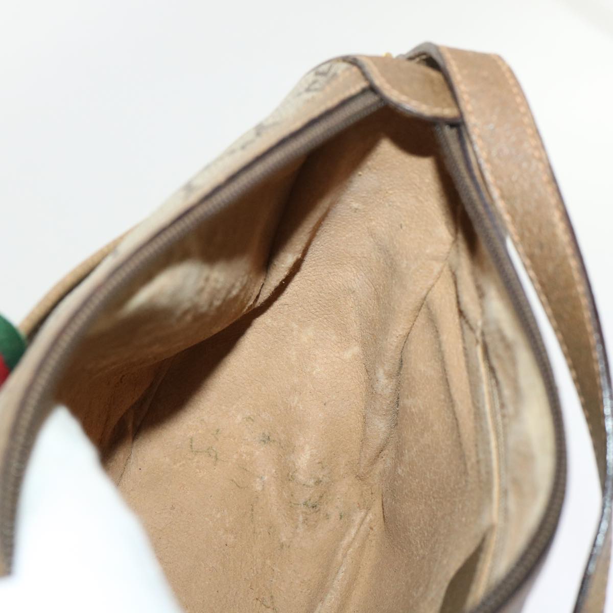 GUCCI GG Canvas Web Sherry Line Shoulder Bag Beige Red 89.02.032 ep1044