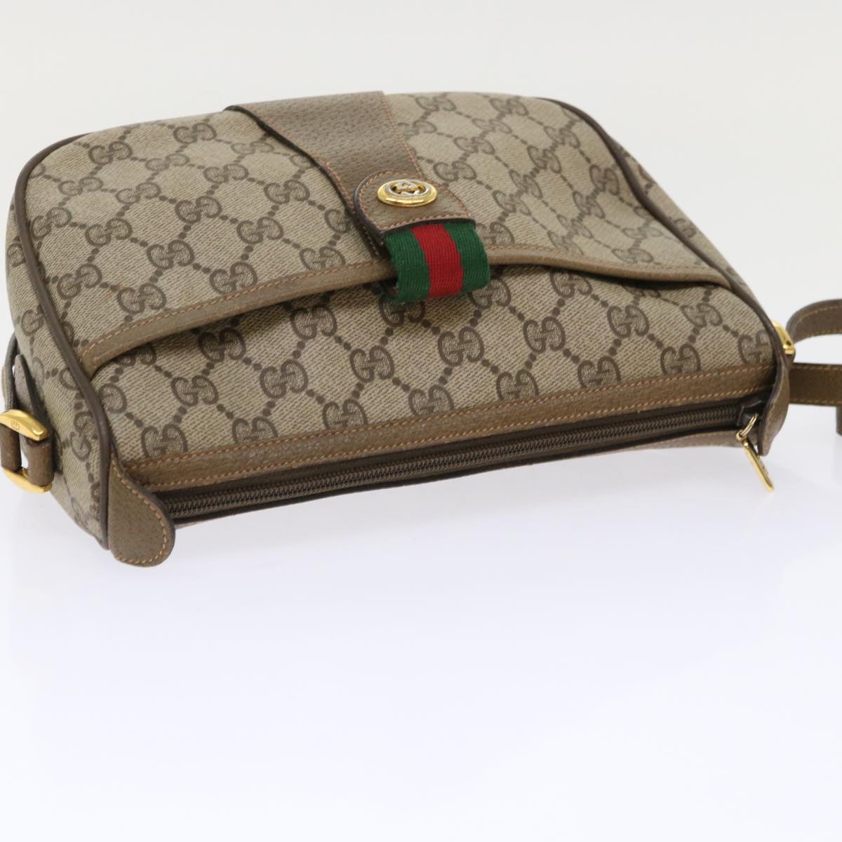 GUCCI GG Canvas Web Sherry Line Shoulder Bag Beige Red 89.02.032 ep1044