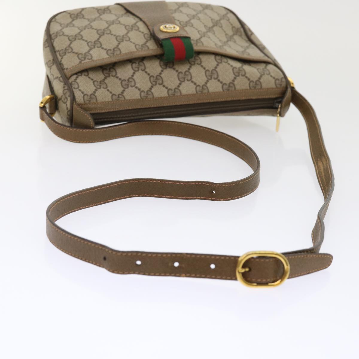 GUCCI GG Canvas Web Sherry Line Shoulder Bag Beige Red 89.02.032 ep1044