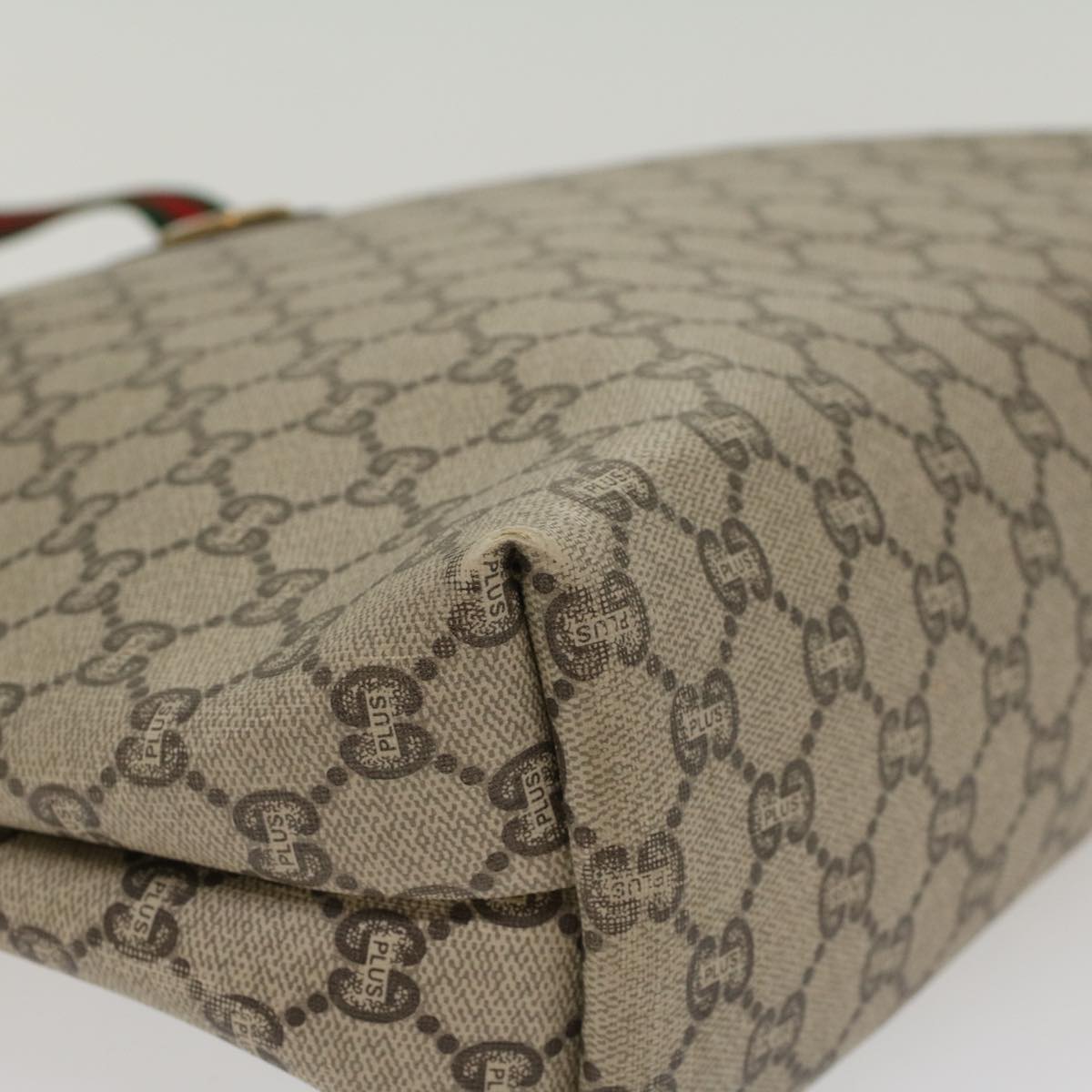 GUCCI GG Plus Canvas Web Sherry Line Tote Bag Beige Red Green ep1048