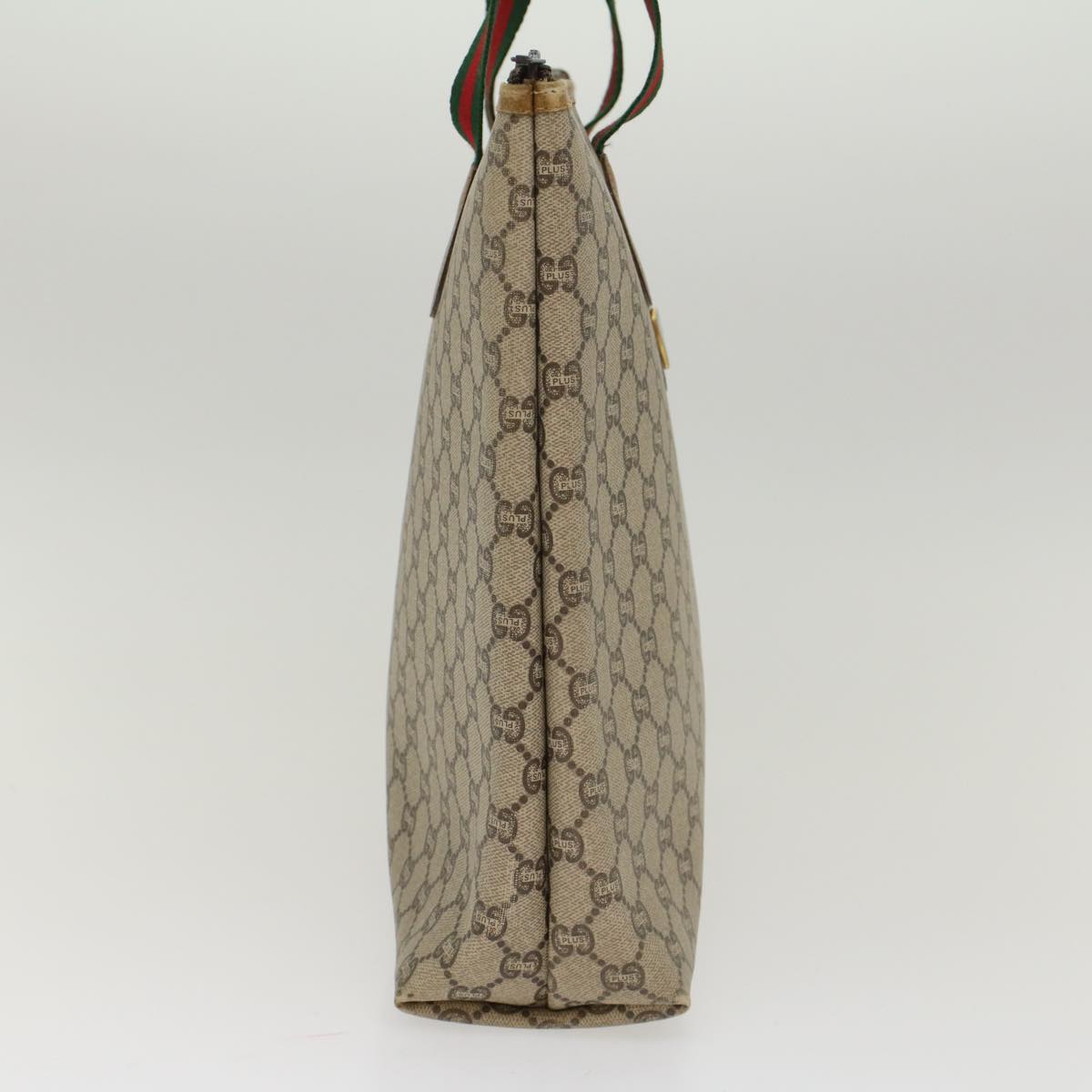 GUCCI GG Plus Canvas Web Sherry Line Tote Bag Beige Red Green ep1048