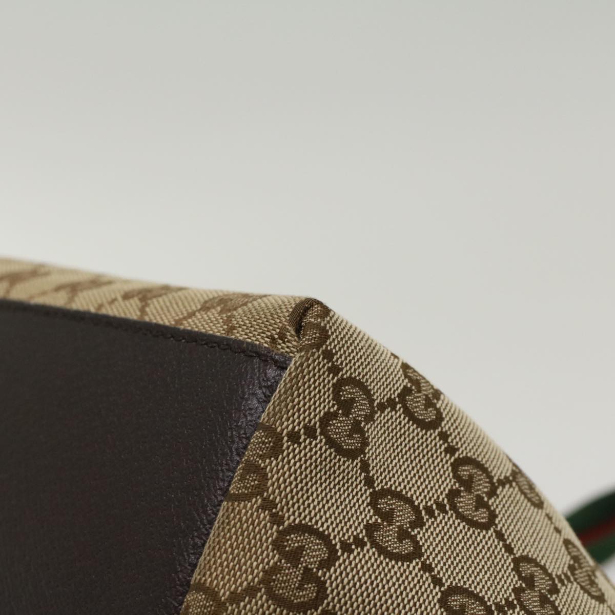 GUCCI GG Canvas Web Sherry Line Tote Bag Leather Beige Red 131230 ep1049
