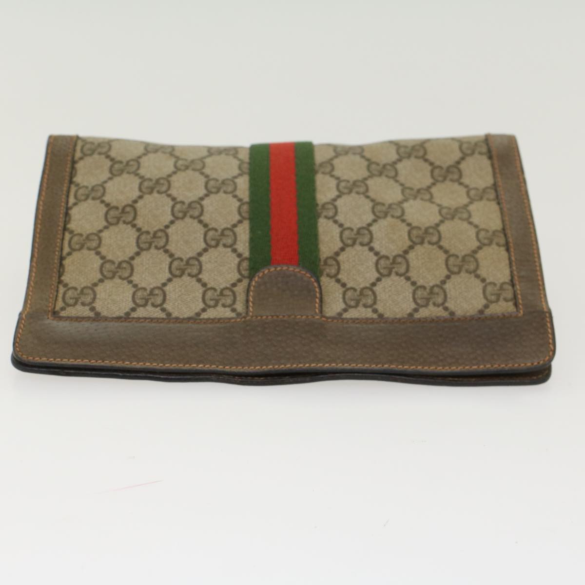 GUCCI GG Canvas Web Sherry Line Clutch Bag Beige Red 89•01•001 ep1055