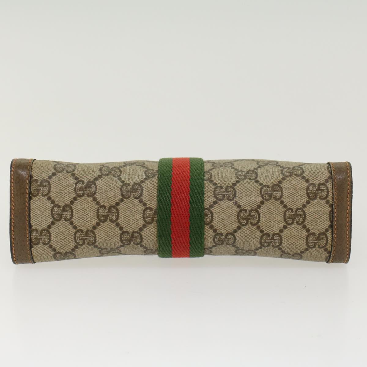 GUCCI GG Canvas Web Sherry Line Clutch Bag Beige Red 89•01•001 ep1055