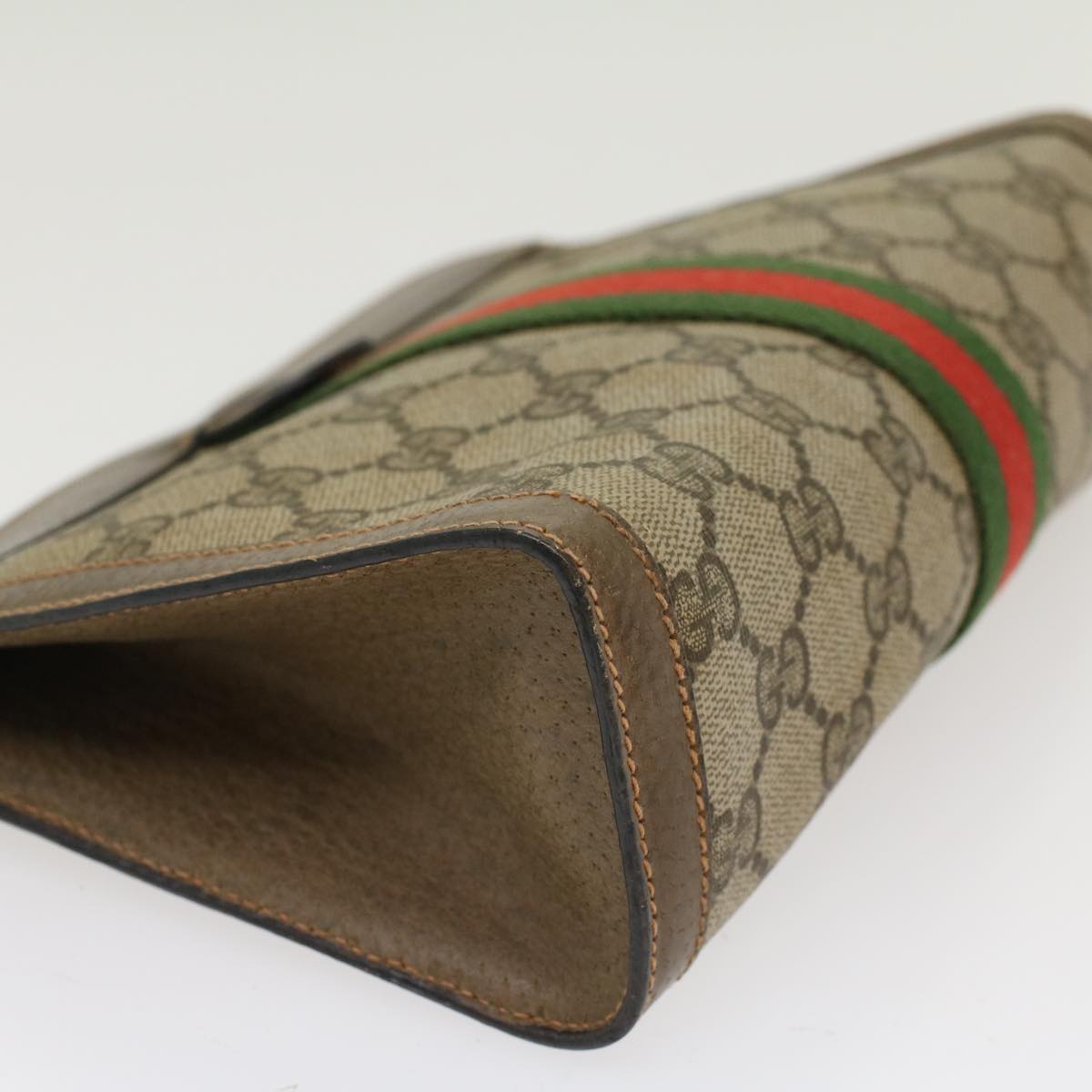 GUCCI GG Canvas Web Sherry Line Clutch Bag Beige Red 89•01•001 ep1055