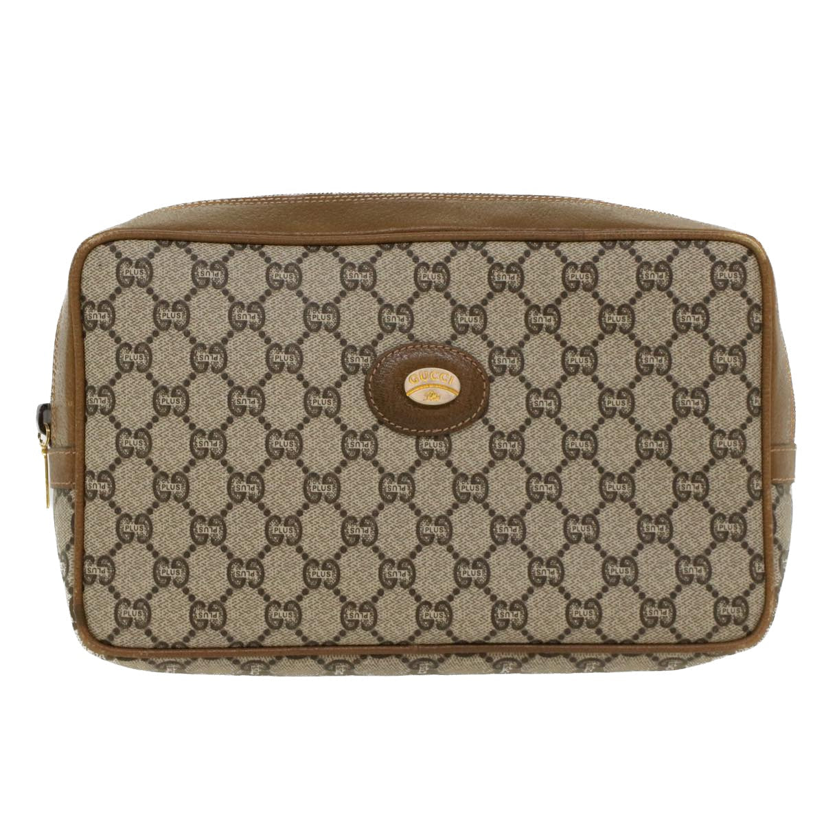 GUCCI GG Plus Canvas Clutch Bag PVC Leather Beige ep1069