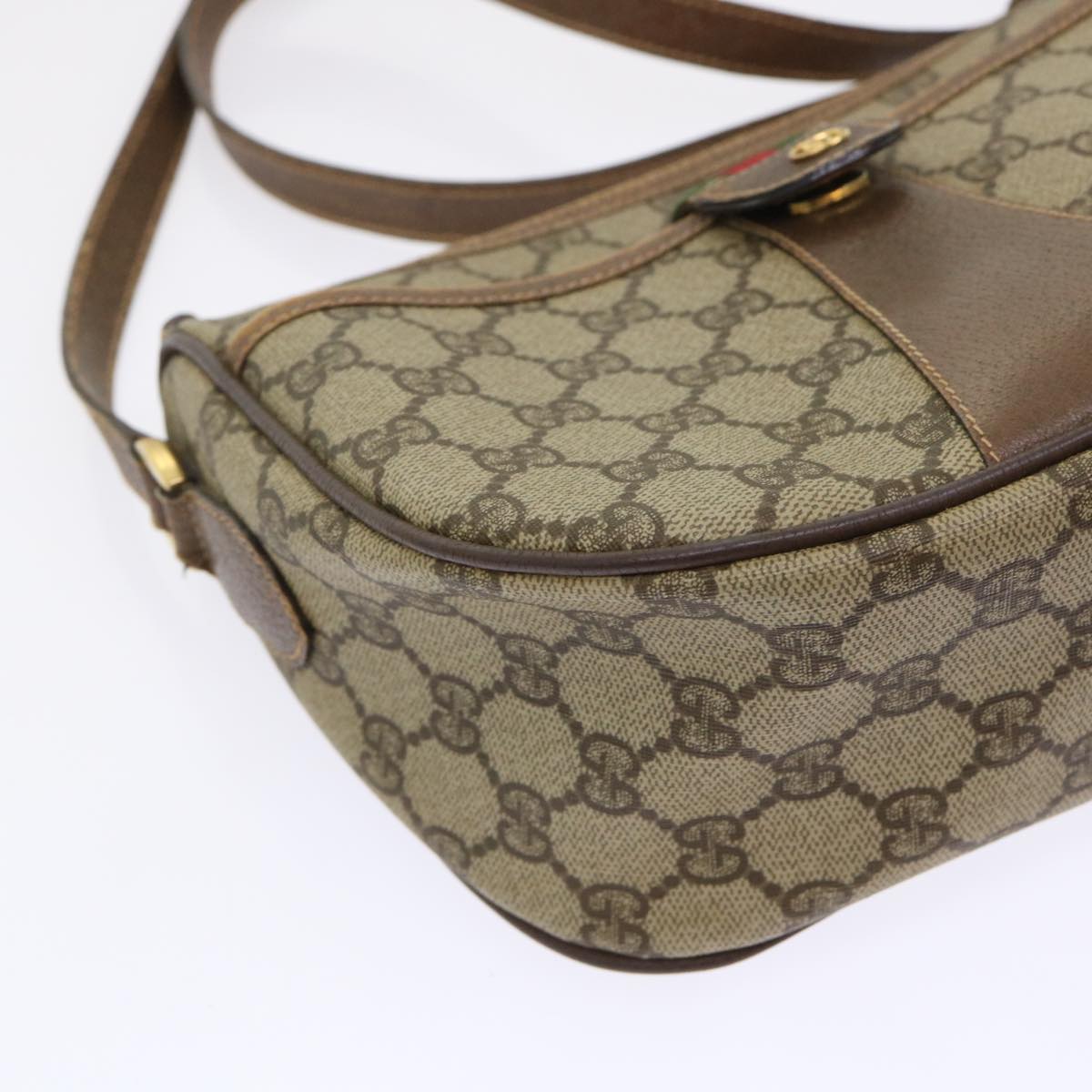 GUCCI GG Canvas Web Sherry Line Shoulder Bag Beige Red 001•58•6177 ep1075