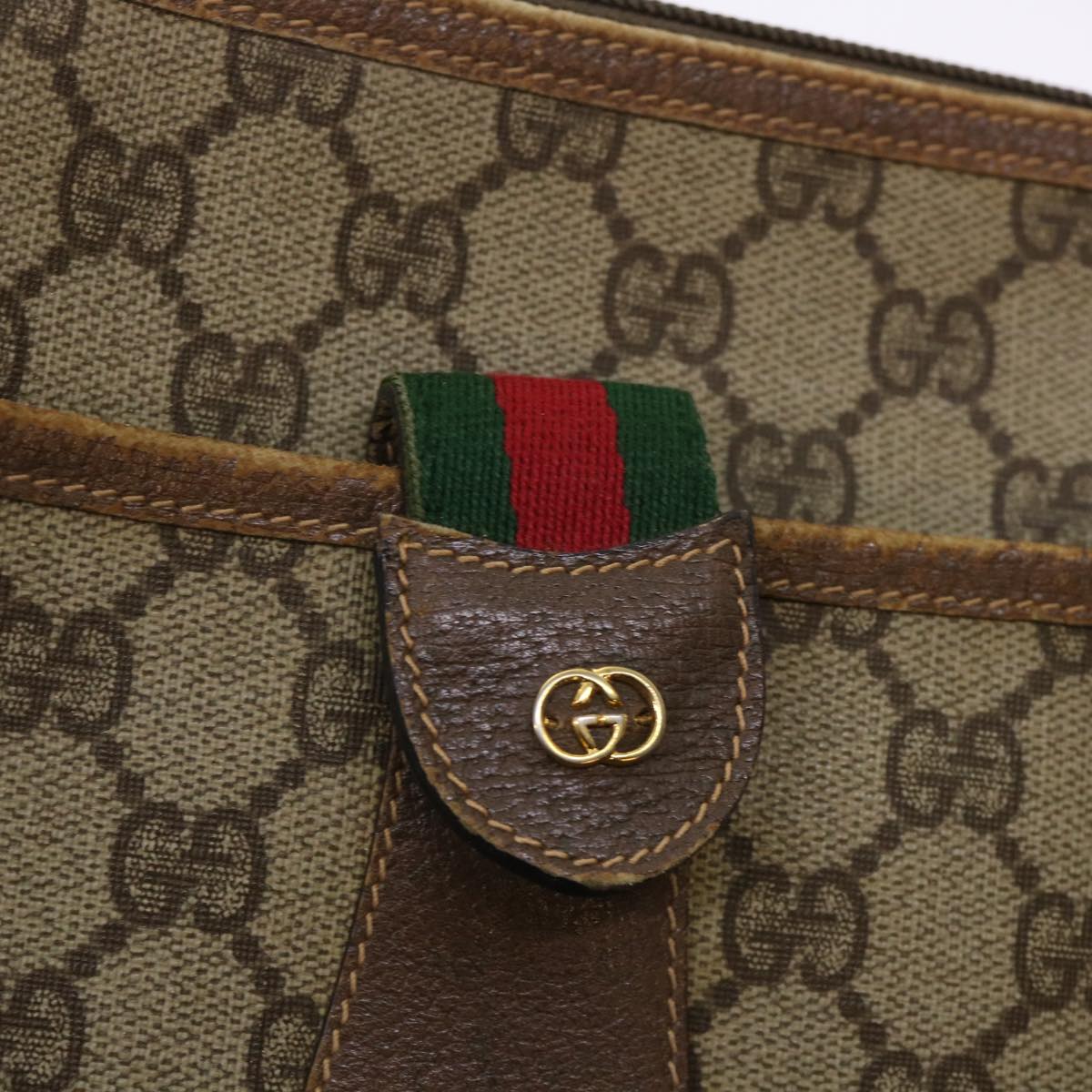 GUCCI GG Canvas Web Sherry Line Shoulder Bag Beige Red 001•58•6177 ep1075