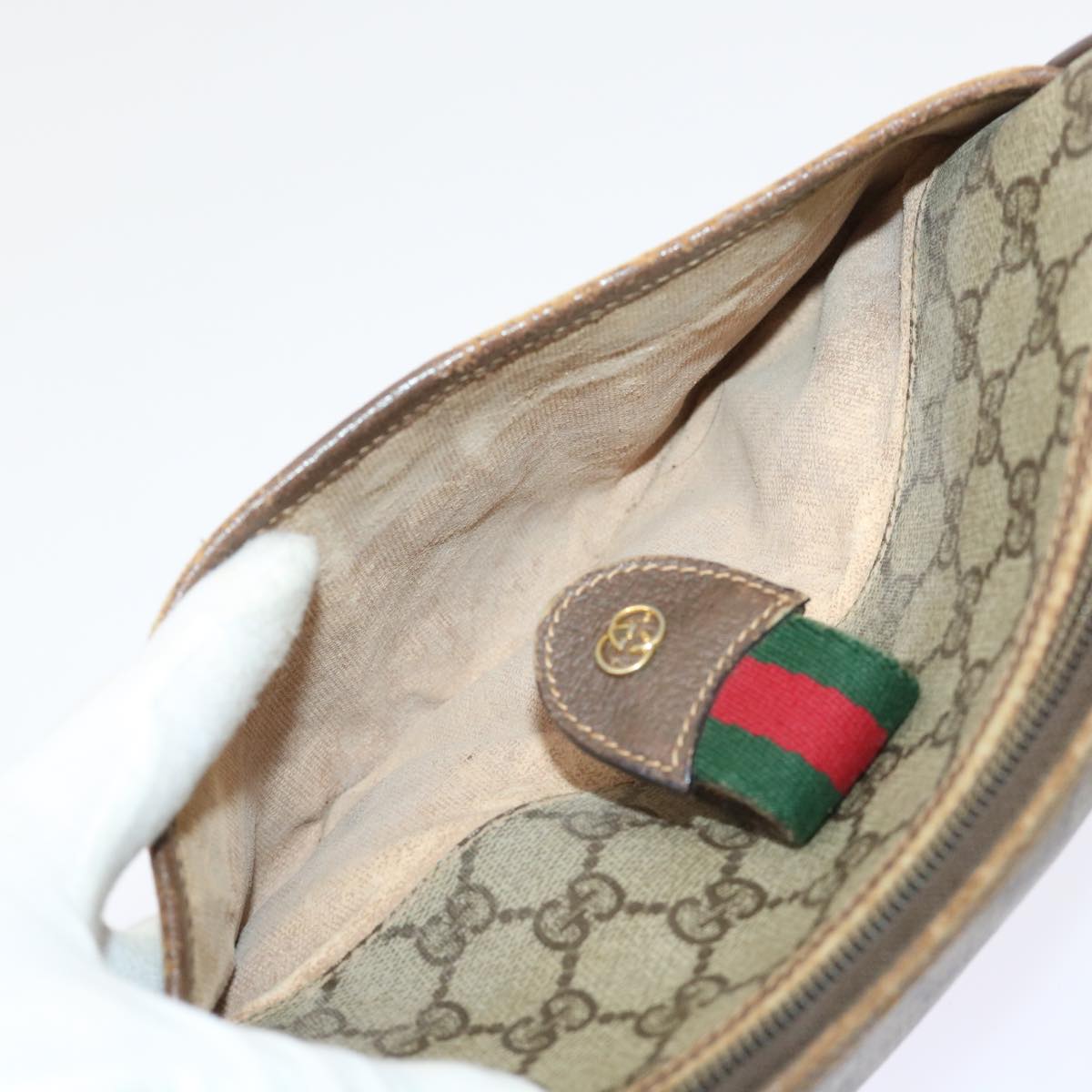 GUCCI GG Canvas Web Sherry Line Shoulder Bag Beige Red 001•58•6177 ep1075