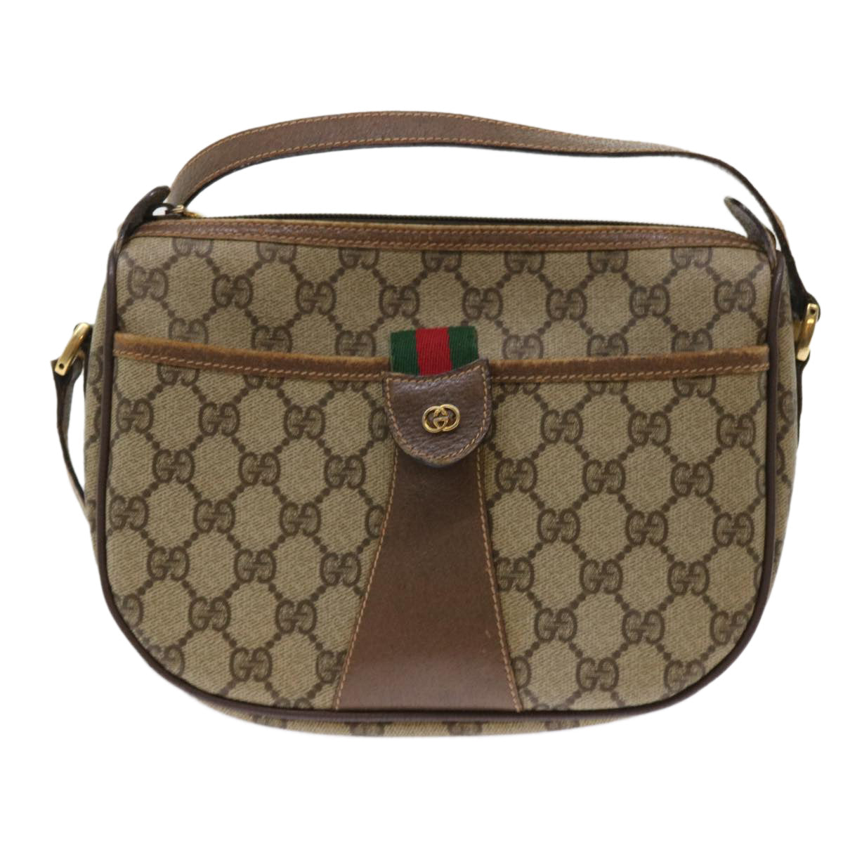 GUCCI GG Canvas Web Sherry Line Shoulder Bag Beige Red 001•58•6177 ep1075