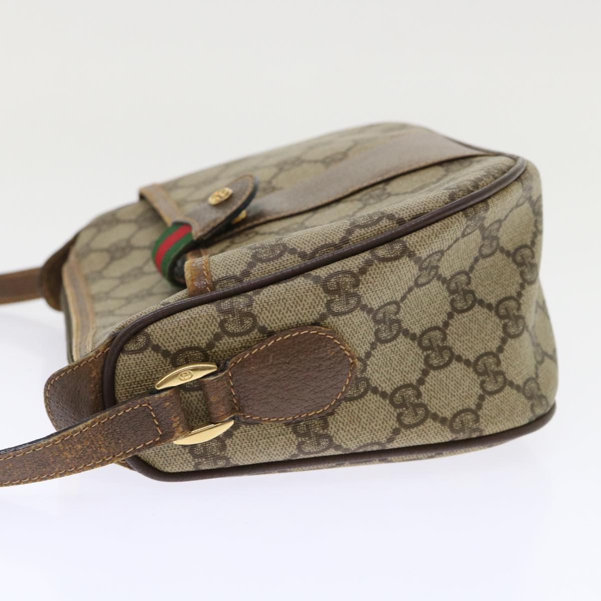 GUCCI GG Canvas Web Sherry Line Shoulder Bag Beige Red 001•58•6177 ep1075