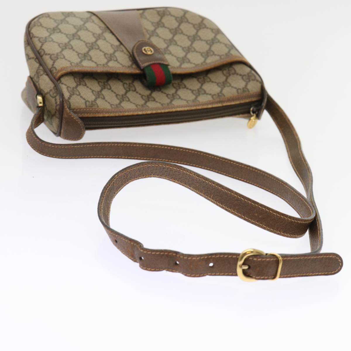 GUCCI GG Canvas Web Sherry Line Shoulder Bag Beige Red 001•58•6177 ep1075