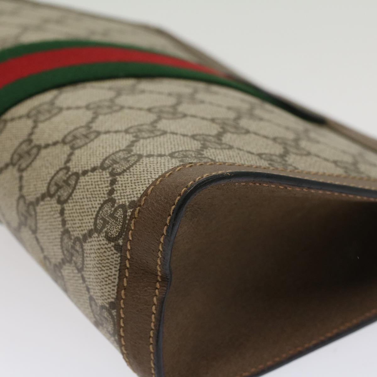 GUCCI GG Canvas Web Sherry Line Clutch Bag Beige Red 89•01•002 ep1079